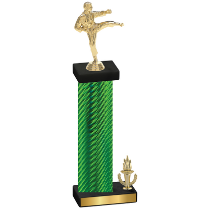 Accented Single Green Carbon Fiber Victory Karate Trophy