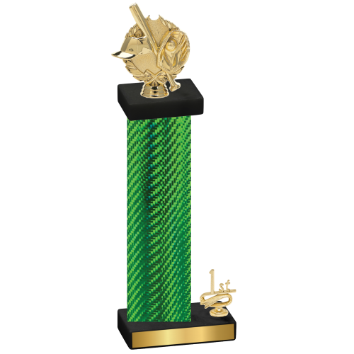 Accented Single Green Carbon Fiber First Place Baseball Trophy