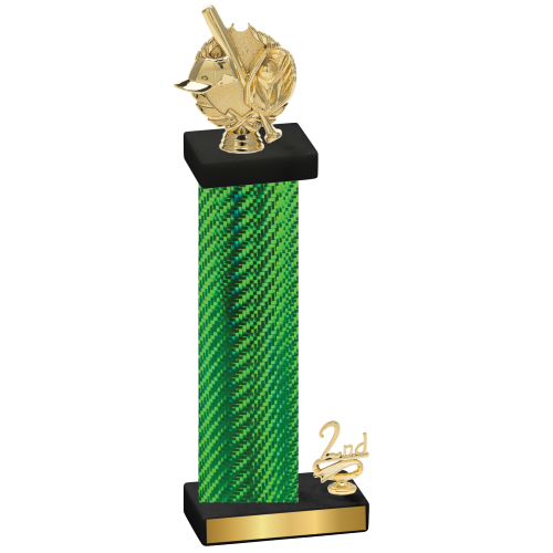 Accented Single Green Carbon Fiber Second Place Baseball Trophy