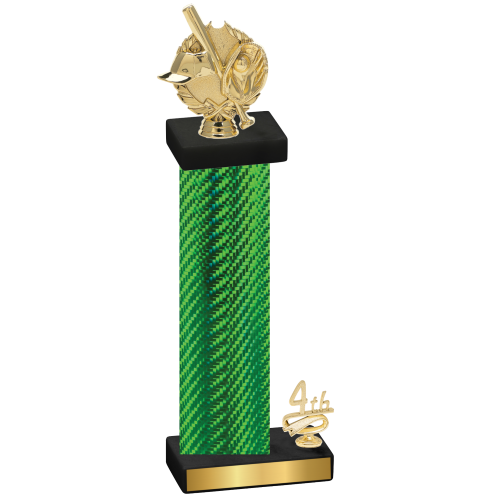 Accented Single Green Carbon Fiber Fourth Place Baseball Trophy