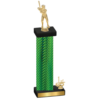 Accented Single Green Carbon Fiber First Place Baseball Trophy