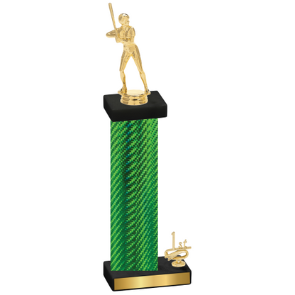 Accented Single Green Carbon Fiber First Place Softball Trophy