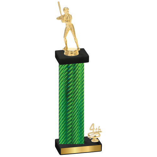 Accented Single Green Carbon Fiber Fourth Place Softball Trophy