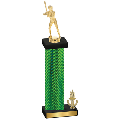 Accented Single Green Carbon Fiber Victory Softball Trophy