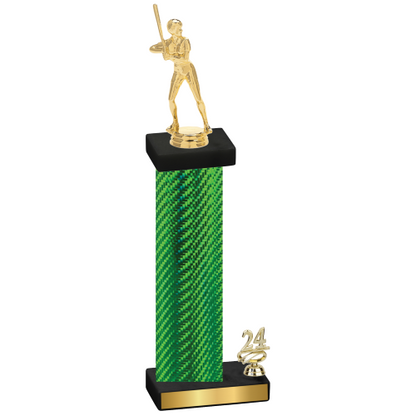 Accented Single Green Carbon Fiber Year Softball Trophy