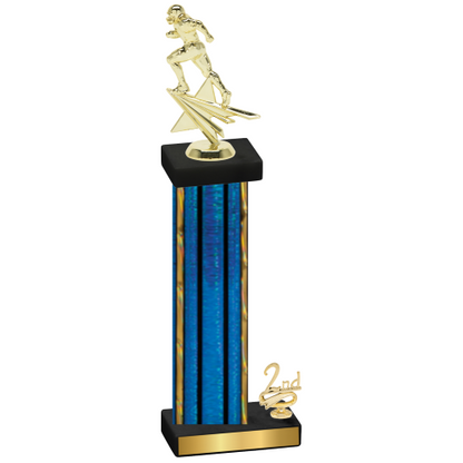 Accented Single Blue Glacier Second Place Football Trophy