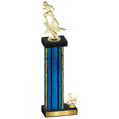 Accented Single Blue Glacier Third Place Football Trophy