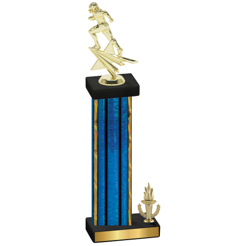 Accented Single Blue Glacier Victory Football Trophy