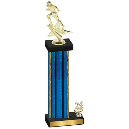 Accented Single Blue Glacier Year Football Trophy