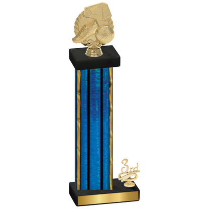 Accented Single Blue Glacier Third Place Soccer Trophy