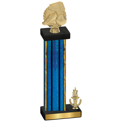 Accented Single Blue Glacier Victory Soccer Trophy