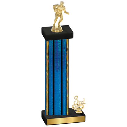 Accented Single Blue Glacier Third Place Rugby Trophy