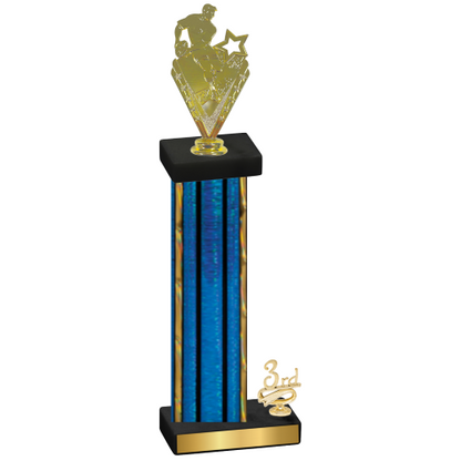 Accented Single Blue Glacier Third Place Rugby Trophy