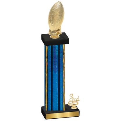 Accented Single Blue Glacier Third Place Football Trophy