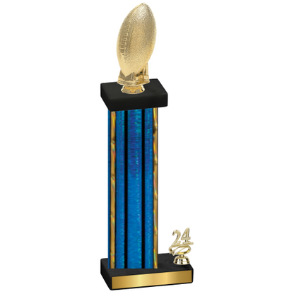 Accented Single Blue Glacier Year Football Trophy