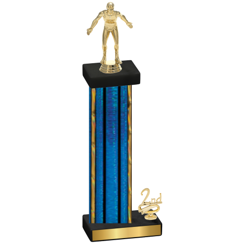 Accented Single Blue Glacier Second Place Wrestling Trophy