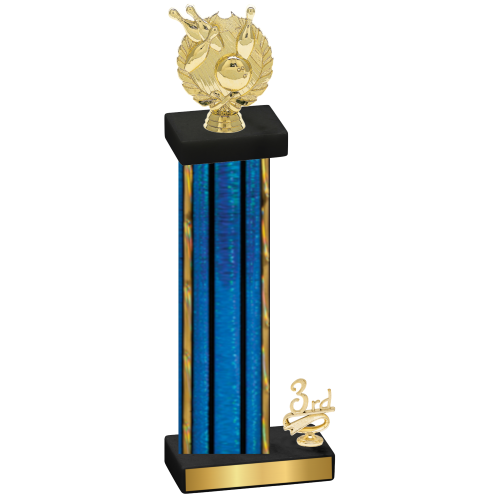 Accented Single Blue Glacier Third Place Bowling Trophy