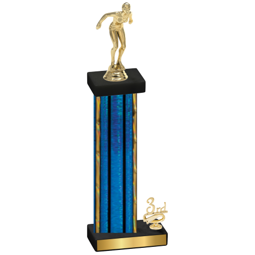 Accented Single Blue Glacier Third Place Tennis Trophy