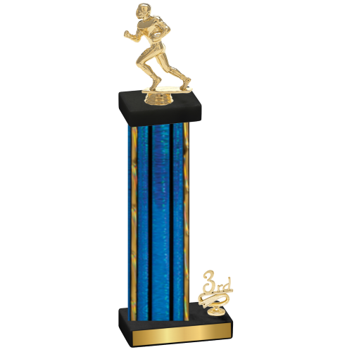Accented Single Blue Glacier Third Place Football Trophy