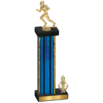 Accented Single Blue Glacier Victory Football Trophy