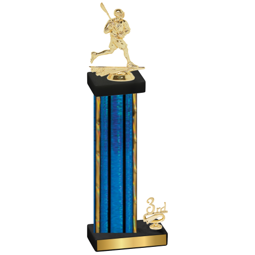 Accented Single Blue Glacier Third Place Lacrosse Trophy