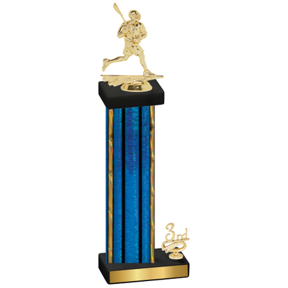 Accented Single Blue Glacier Third Place Lacrosse Trophy