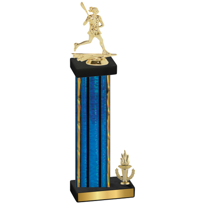 Accented Single Blue Glacier Victory Lacrosse Trophy