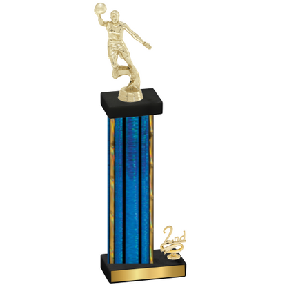 Accented Single Blue Glacier Second Place Basketball Trophy