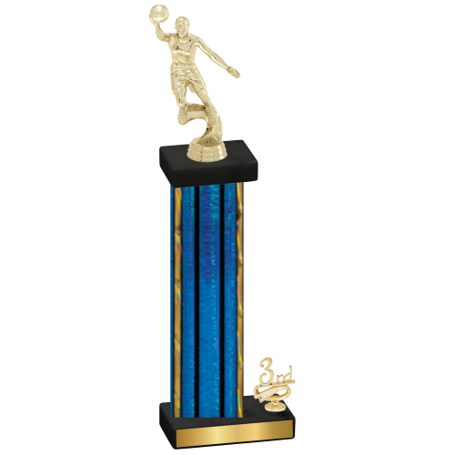 Accented Single Blue Glacier Third Place Basketball Trophy