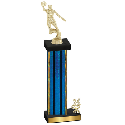 Accented Single Blue Glacier Year Basketball Trophy