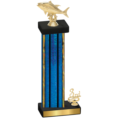 Accented Single Blue Glacier Third Place Fishing Trophy