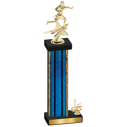 Accented Single Blue Glacier First Place Flag Football Trophy