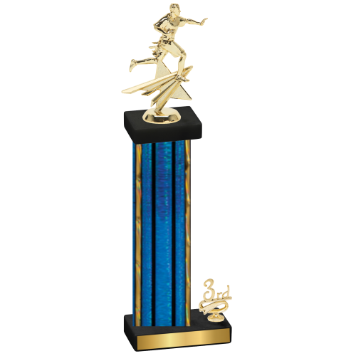 Accented Single Blue Glacier Third Place Flag Football Trophy