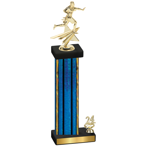 Accented Single Blue Glacier Year Flag Football Trophy