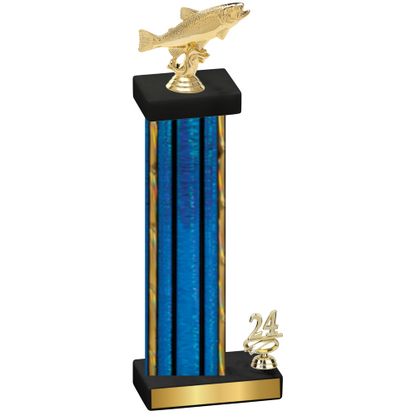 Accented Single Blue Glacier Year Fishing Trophy