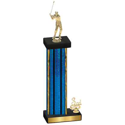 Accented Single Blue Glacier Third Place Golf Trophy
