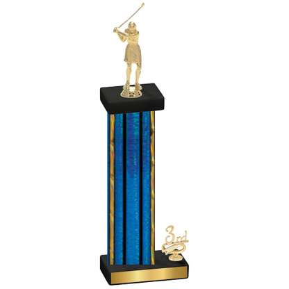 Accented Single Blue Glacier Third Place Golf Trophy