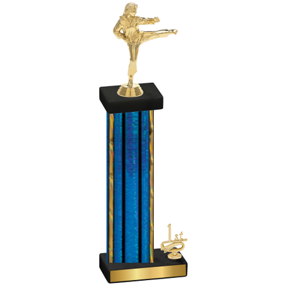 Accented Single Blue Glacier First Place Karate Trophy