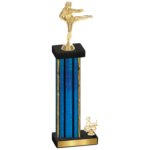 Accented Single Blue Glacier Third Place Karate Trophy