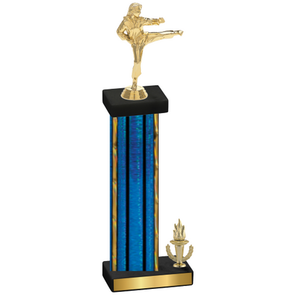 Accented Single Blue Glacier Victory Karate Trophy