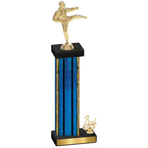 Accented Single Blue Glacier Third Place Karate Trophy