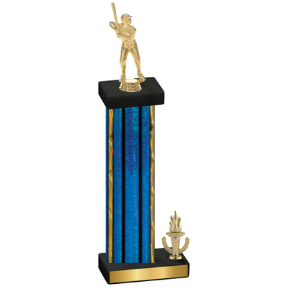 Accented Single Blue Glacier Victory Baseball Trophy