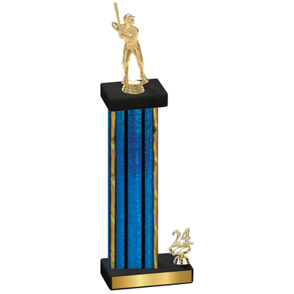 Accented Single Blue Glacier Year Baseball Trophy