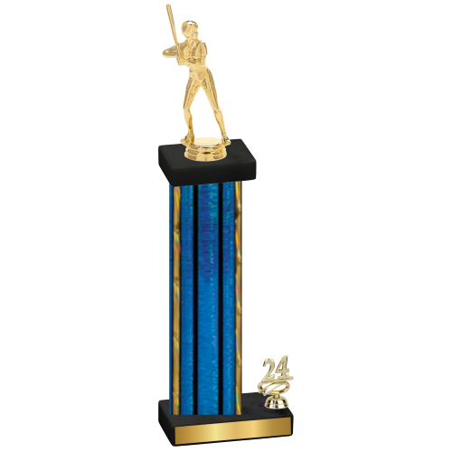 Accented Single Blue Glacier Year Softball Trophy