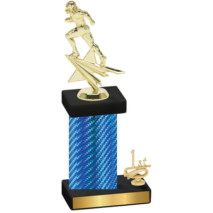 Accented Single Blue Carbon Fiber First Place Football Trophy