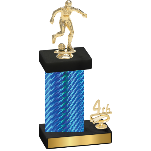 Accented Single Blue Carbon Fiber Fourth Place Soccer Trophy