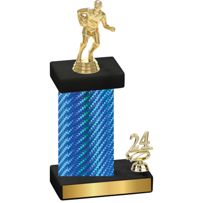 Accented Single Blue Carbon Fiber Year Rugby Trophy