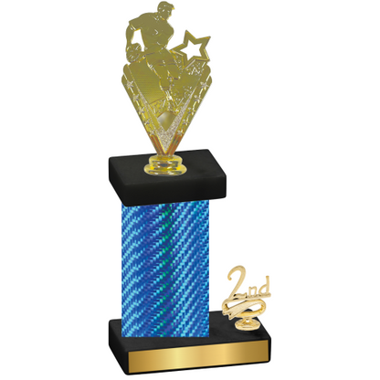 Accented Single Blue Carbon Fiber Second Place Rugby Trophy