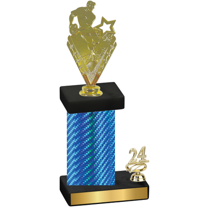 Accented Single Blue Carbon Fiber Year Rugby Trophy