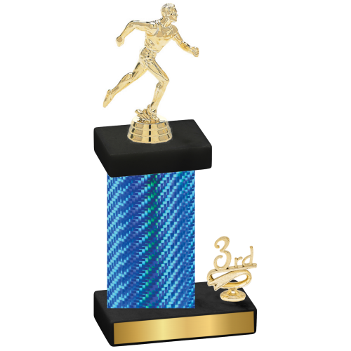 Accented Single Blue Carbon Fiber Third Place Running Trophy